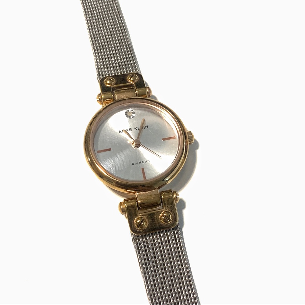 Ladies Anne Klein Two Tone Silver Mesh Watch Exc.